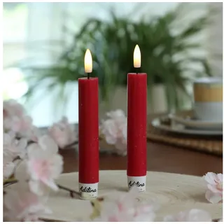 Adilina LED-Kerze LED Stabkerzen Tafelkerzen Dinner Spitzkerzen rustikal 16cm rot 2St, warmweiß (2100K bis 3000K) rot