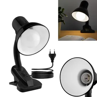 Lumiled Schreibtischlampe klassisch Leselampe Tischleuchte Flexibler Hals Arbeitsleuchte mini Nachttischlampe E27 Fassung Tischlampe Kinderzimmer für Lesen Studieren Mädchen Junge schwarz