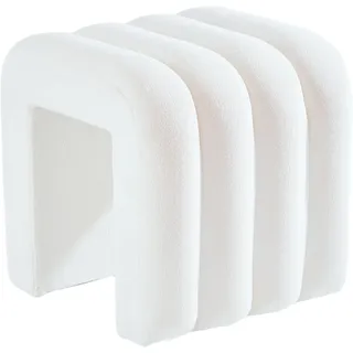 Zedelmaier Hocker mit Holzfüßen – Weißer Sitzhocker, Fußhocker, Sitzwürfel & Pouf für Wohnzimmer, Schlafzimmer, Eingangsbereich (Weiß)