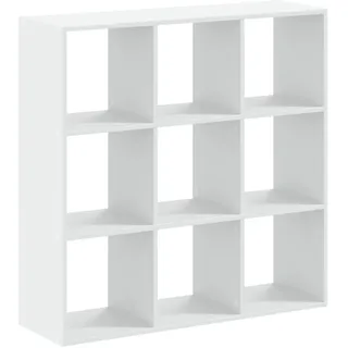 vidaXL Bücherregal, Standregal mit 9 Fächern, Würfelregal Regal für Wohnzimmer Büro, Raumteiler Wandregal Büroregal, Weiß Holzwerkstoff