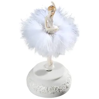rongweiwang Ballerina Spieluhr, Elegantes tanzendes Mädchen, bastelt Figuren, drehbare Ornamente, Freund, Weihnachten, Hochzeit, Geburtstagsgeschenk, Weiss