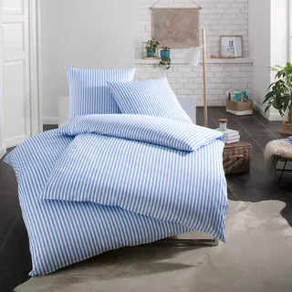 Lorena Mako-Satin Bettwäsche Sabrina azur 135x200 cm + 80x80 cm - blau