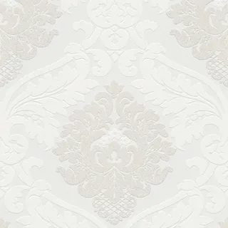 Bricoflor Barock Tapete in Weiß Grau Glitzer Vliestapete mit Ornament aus Vinyl Glitzernde Wandtapete mit Neobarock Muster für Schlafzimmer