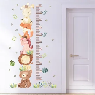 Wandtattoo Kinderzimmer, Kinder Höhe Diagramm Wandaufkleber, Messlatte Kind Waldtiere Giraffe Wandsticker, Skala misst 60-160cm, Geschenke für Jungen & Mädchen (Waldtiere-A)