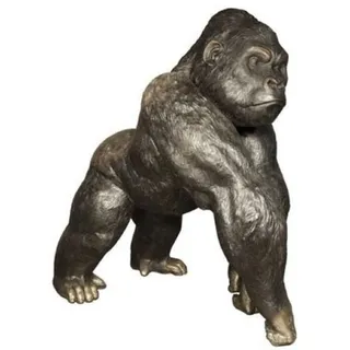 Casa Padrino Luxus Bronze Deko Skulptur Gorilla Affe 102 x 147 x H. 152 cm - Riesiege Bronze Skulptur - Lebensgroße Tierfigur - XXL Bronze Gorilla Figur - XXL Garten Skulptur - Luxus Garten Deko