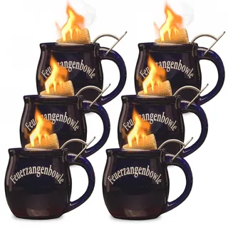 Feuerzangentasse 6er im Karton, Blau - für Feuerzangenbowle