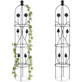 Relaxdays Obelisk Rankhilfe 103 x 20 cm Schwarz