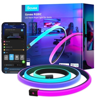 Govee RGBIC Gaming Neon LED Strip 3M für Gaming Schreibtisch, Neon Schild Kompatibel zu Razer Chroma, 11 Musik, 64+ Szene, Zuschneidbarer LED Streifen, RGB APP-Steuerung, Gaming