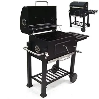 D&L Grillwagen XXL Holzkohlegrill 56511 Holzkohle BBQ Grill Gartengrill Kohlegrill, höhenverstellbarer Kohlewanne Grill Barbecue