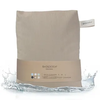 BADESOFA® Badewannen-Sitzkissen in Beige | Badewannenkissen für Hüfte & Gesäß, Handgefertigt in Europa, Waschbar & Schnelltrocknend, Spa Kissen für hohe Badewanne