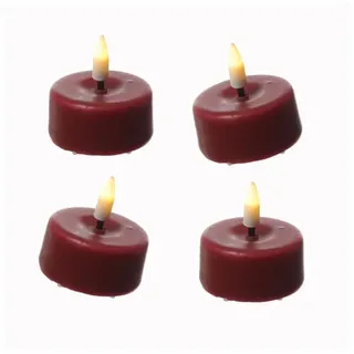 Deluxe Homeart 4x LED Mini Teelichter Mia flackernd mit Batterien D: 3,5cm in rot | Gr.: onesize