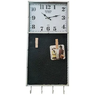 Dynasun Wanduhr Clock D088-2 (Wanduhr aus Holz mit Metall-Bilderrahmen im Vintage Retro-Stil, Shabby)