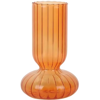 INIFLM Glasbehälter, Transparent, Gestreift, Vase, Heimdekoration, Blumentöpfe, Dekorativ, Tafelaufsatz, Tischdekoration für Wohnzimmer, Party, Büro, Bauernhaus-Dekoration(Orange)