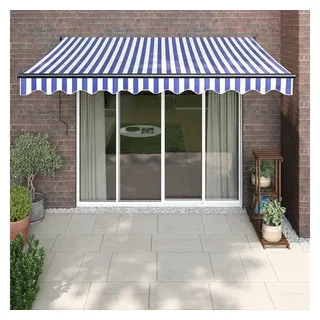 furnicato Markise Elektrische Terrassenmarkise 3,5 x 2,5 m Blau und Weiß UV-beständiges Sonnensegel mit Fernbedienung und Handkurbel-Option blau|bunt 2.5 cm x 3.5 cm