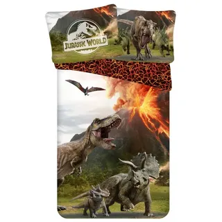 Jurassic World T-Rex Baumwolle Weiß 140 x 200 cm + 70 x 90 cm