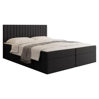 MIRJAN24 Boxspringbett mit zwei Bettkästen Tirulo, Schlafzimmer, Dopellbett mit Topper (Farbe: Polo 897, Größe: 160x200 cm) - Schwarz