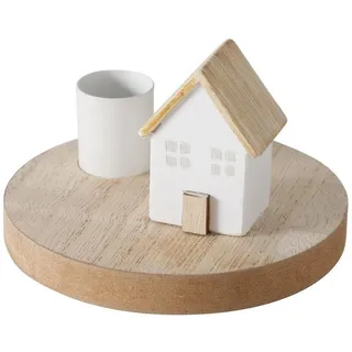 Boltze Home Kerzenhalter mit Häuschen auf Tablett domicil, h. 6,5 cm,