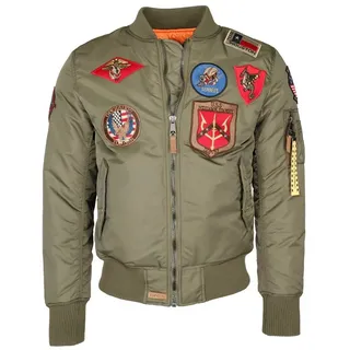 TOP GUN Bomberjacke im Pilotenstil mit Patches TG20191053 grün XXXL