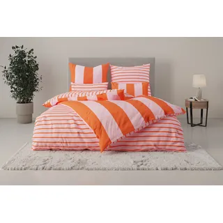OTTO home Sari Trend Gestreift Orange/Rosa 135 x 200 cm + 2 x 80 x 80 cm