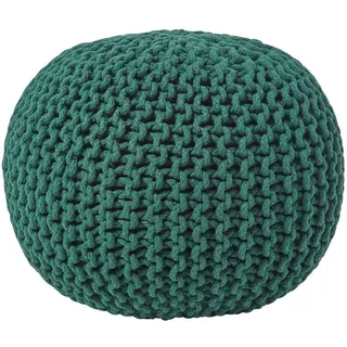 Homescapes Strick-Pouf, Waldgrün, Textil, Uni, Rund, 40x35x40 cm, Wohnzimmer, Hocker, Poufs