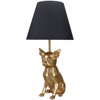 Tischlampe Chiwawa Hundelampe Tischleuchte (ohne Leuchtmittel) Chihuahua Nachttischlampe Leuchte 48cm Schwarz Gold cw213 Palazzo Exklusiv