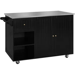 Mid.you Kücheninsel, Schwarz, Edelstahl, Metall, Holzwerkstoff, 1 Schublade(n) Schubladen, einzeln stellbar, 116x89x49.5 cm, rollbar, Küchen, Küchenmöbel, Kücheninseln