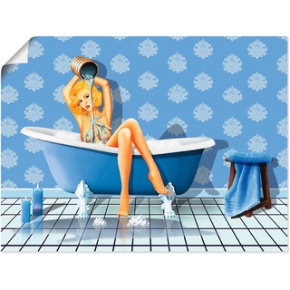 Artland Wandbild Das sexy blaue Badezimmer, Frau (1 St), als Leinwandbild, Poster, Wandaufkleber in verschied. Größen blau 120 cm x 90 cm
