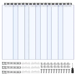 Vevor Streifenvorhang, 213,4 cm Höhe x 96,5 cm Breite, 0,2 cm Dicke, 6 Stück transparenter PVC-Streifen-Türvorhang, Gefrierschrankvorhang, Kunststoff-Türstreifen für begehbare Gefrierschränke, Kühlschränke und Lagertüren, mit 50 % Überlappung