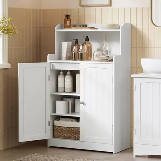 VASAGLE Badezimmerschrank mit 2 Türen 30 x 60 x 100 cm Wolkenweiß