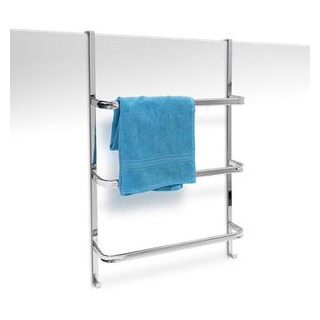 Handtuchhalter Relaxdays Tür-Handtuchhalter, mit 3 Stangen, Stahl, silber