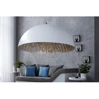 Casa Padrino Designer Pendelleuchte Modern, Edelstahl und Aluminium, Weiß / Silber, Durchmesser 70 cm