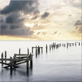 artissimo Glasbild, Beige, Glas, Wasser/Strand/Meer, Quadratisch, 30x30 cm, Bilder und Zubehör, Wandbilder, Glasbilder