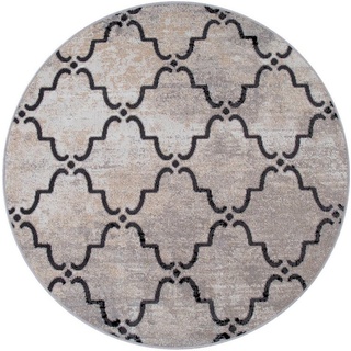Paco Home Teppich »Artigo 411«, rund, 4 mm Höhe, Kurzflor, Vintage Design, In- und Outdoor geeignet grau ø 200 cm
