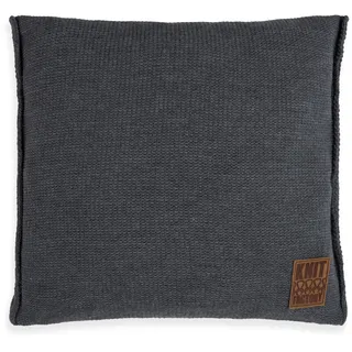 KNIT FACTORY - Uni Kissen - Anthrazit - 50x50 cm | Sofakissen mit Füllung und Bezug - Couchkissen - Zierkissen - Gestrickter Dekokissen - Zeitloses Design