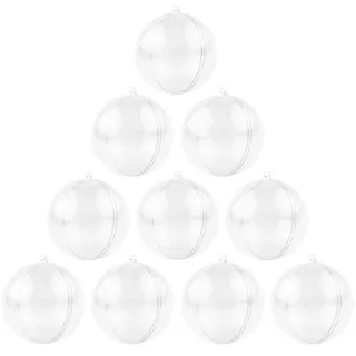 MIKAILE 10 Stück Weihnachtskugeln Transparent 10cm, Kunststoff Christbaumkugeln zum Befüllen, Acrylkugeln Weihnachtsbaumkugeln für Christbaumschmuck