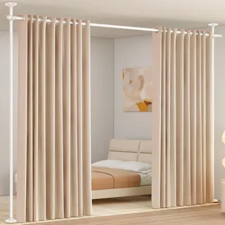 WELDUN Raumteiler Paraventgestell Gardinenstangen, Freistehend Raumtrenner | Paravent ohne Vorhang, Sichtschutz für Wohnzimmer, Schlafzimmer oder Büro 227–312 cm (H), 71–178 cm (B), Schwarz