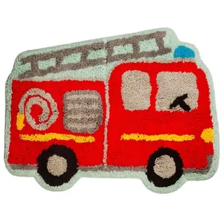 Sass & Belle Feuerwehrauto Kinderteppich 44 x 60 cm Rot