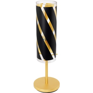 EGLO Tischlampe Pinto Nero 1, 1 flammige Tischleuchte, Nachttischlampe aus Stahl, Farbe: Goldfarben, Glas: Schwarz, gold, Fassung: E27, inkl. Schalter