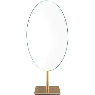 Nicesail Kosmetikspiegel Messing Antik Schminkspiegel Stehend Luxus Einseitiger Spiegel Tischspiegel Oval Gold 360° Drehung,18x30cm