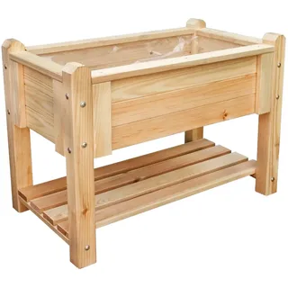 promadino Kräuterbeet für Kinder, aus naturbelassenem Kiefernholz, Füllvolumen: ca. 23L beige