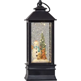 eglo christmas Eglo LED Weihnachtslaterne mit Schneegestöber, beleuchtete Vintage-Schneekugel mit Schneemann, Fensterdeko für Weihnachten mit Timer, Kunststoff in