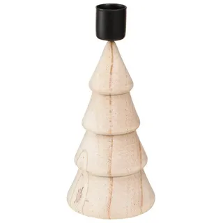 Florists Products Kerzenhalter Stabkerzenhalter Holz Tannenbaum Natur 16cm 2er Set, 2 Stück