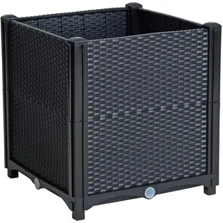 ESTEXO Blumenbeet Hochbeet Gemüsebeet 40x40x44 cm Pflanzbeet Polyrattan Pflanzkasten Schwarz