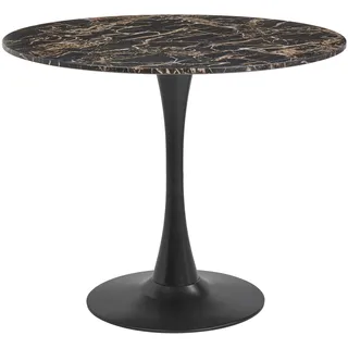 ESSTISCH Marmor Optik schwarz/gold 90 cm Boca