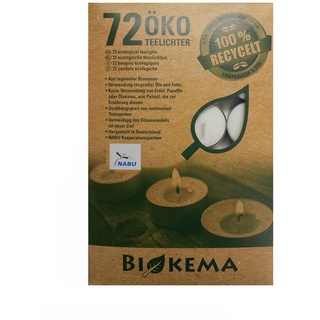 BIOKEMA 72er Pack Öko-Teelichter mit Aluhülle