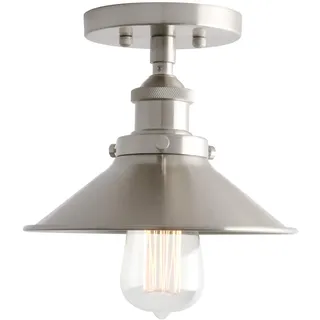 Phansthy Metall-Schirm Deckenleuchte Pendelleuchte Hängeleuchte Vintage Hängelampe Pendelleuchten Loft-Deckenlampe im Landstil(Gebürsteter Edelstahl Farbe)