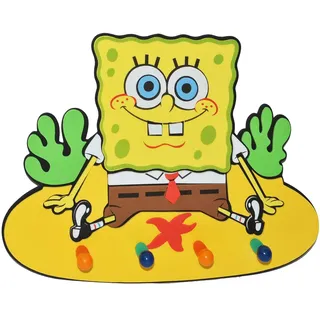 alles-meine.de GmbH 3-D Kindergarderobe - Spongebob Schwammkopf - mit 4 Kleiderhaken Moosgummi - Garderobenhaken Wandhaken Kinder Garderobe Kind Wandgarderobe Haken/Kinderzimme