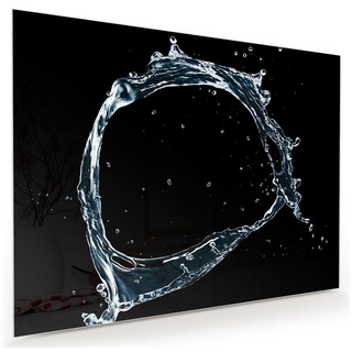 Primedeco Glasbild Wandbild Runder Wasser Splash mit Aufhängung, Wasser 80 cm x 60 cm