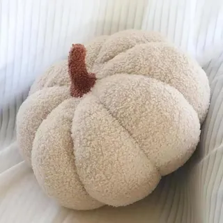 Halloween Deko Kürbis, Kürbis Kissen, Herbst Dekoration, Milchig weiß, 20cm | 3D Kürbisoptik Herbst Deko Weiche Zierkissen,Pumpkin Pillows, Deko Halloween, Pumpkin Pillow für Kinderzimmer Sofa Dekoration