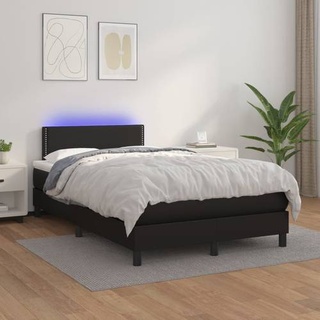 vidaXL Boxspringbett mit Matratze & LED Schwarz 120x200 cm Kunstleder